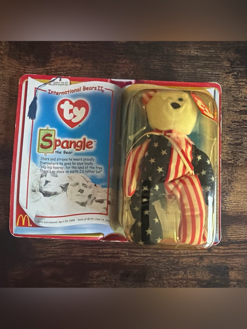 McDonald's TY Spangle Bear Red White Blue Plush